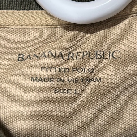 Banana Republic Mens Olive Green Fitted Polo Shirt Size L Short Sleeve Cotton - Picture 4 of 7